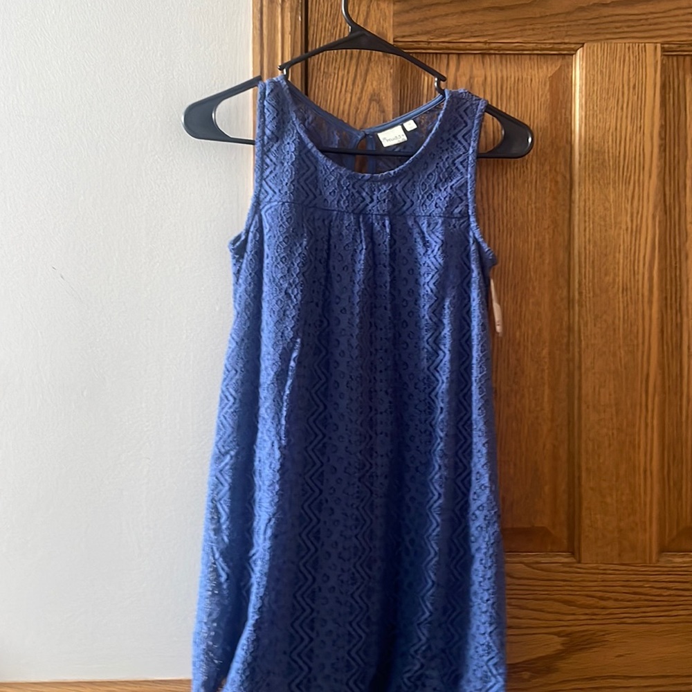 Mudd Blue Crochet Yoke Belted Dress